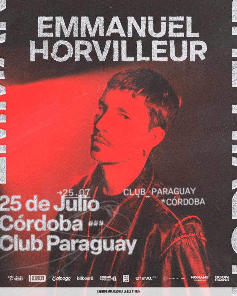 Emmanuel Horvilleur, regresa a Córdoba con un show imperdible en Club Paraguay, en el marco de un año que lo encuentra más activo, creativo y vigente que nunca. El proximo 25 de Julio desde las 19hs.